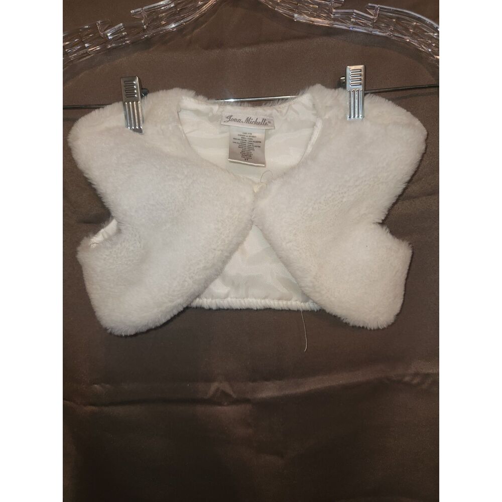 Jona Michelle Toddler 3T White Faux Fur Bolero Shrug Sleeveless Capelet Vest